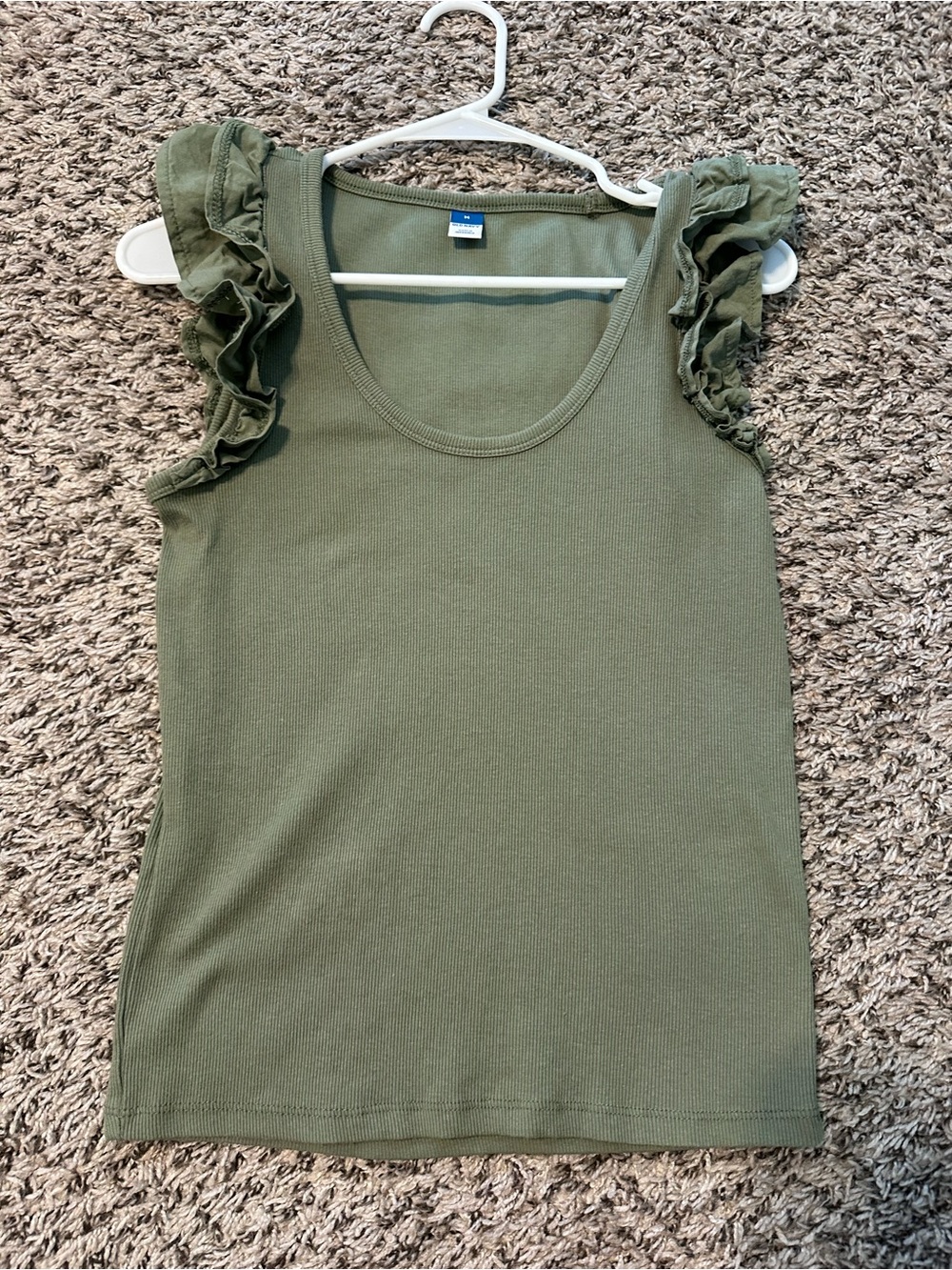 Old navy Ruffled Sleeve Ribbed Tank Top - Olive Green